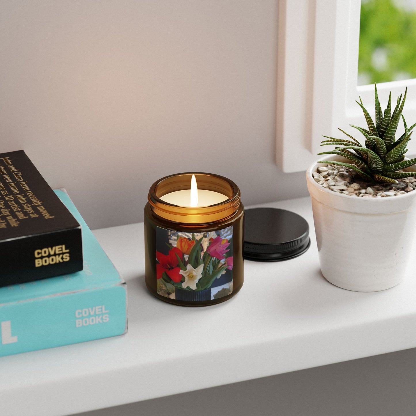Floral Bouquet Soy Candle — Amber Jar Scented Candle (Multi-Scents)